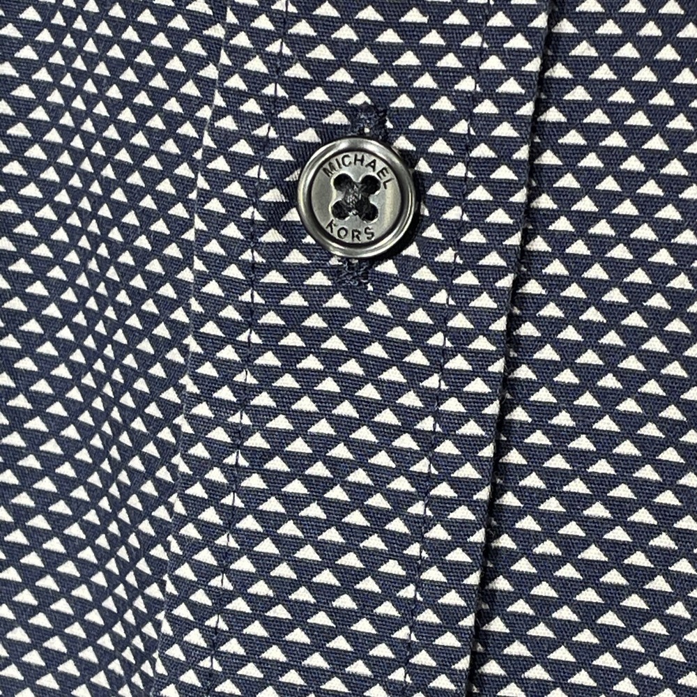Michael Kors Mens Size M Classic Fit Navy Blue Button Up Short Sleeve Shirt - Picture 4 of 15